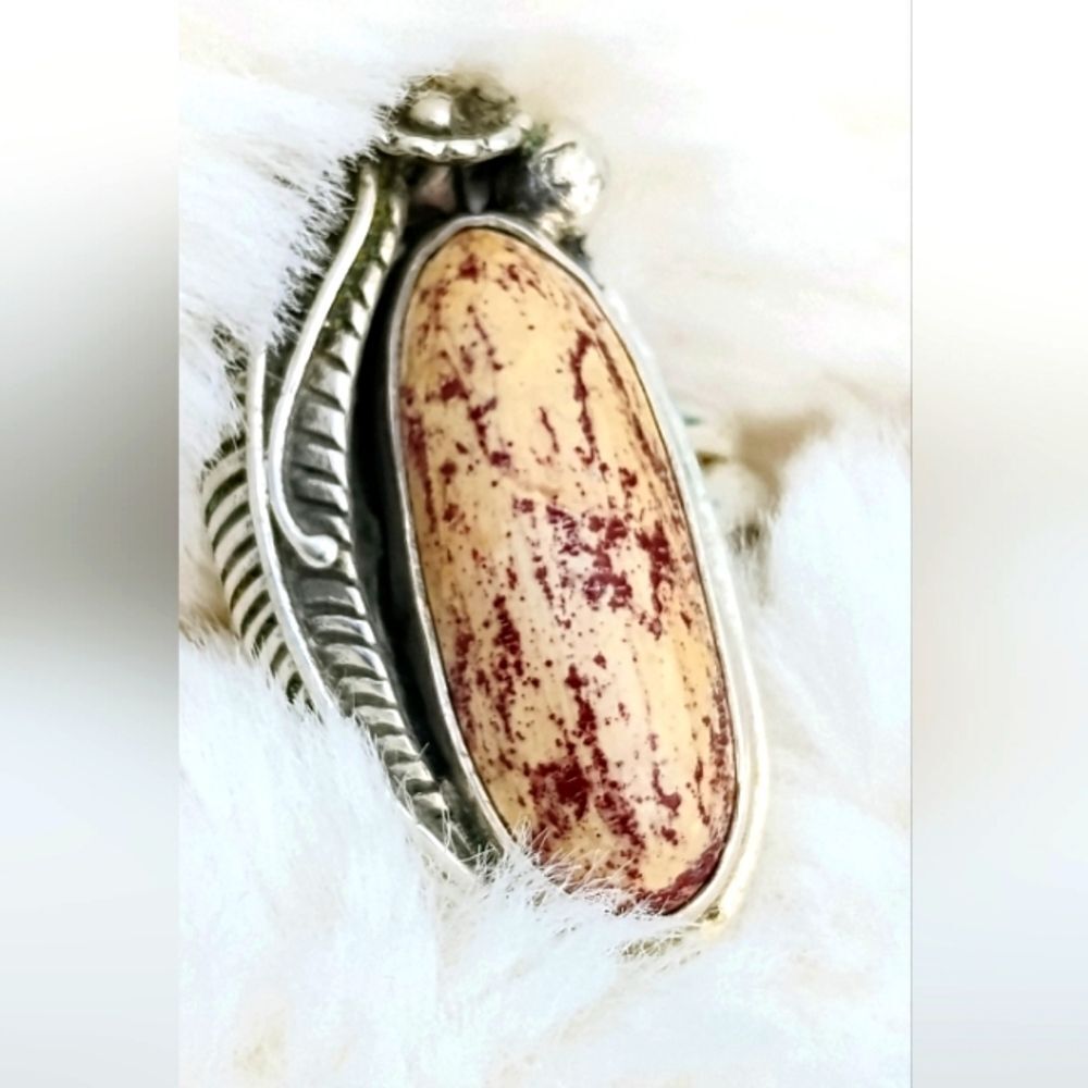 Navajo Style Sterling Silver Alunite Ring Sz 7.50 Handcrafted Signature Stamped